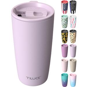 TILUCK 20 oz Tumbler with Lid, Vacuum Insulated Stainless Steel Coffee Mug, Double-Walled Travel Tumbler for Hot and Cold Drinks(LightPurple, 20oz)