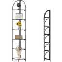Crofy Foldable 6 Tier Corner Shelf, Metal Corner Plant Stand with Black Frame and Transparent Shelves, Corner Display Rack Multipurpose Shelving Unit for Living Room, Bedroom, Bathroom
