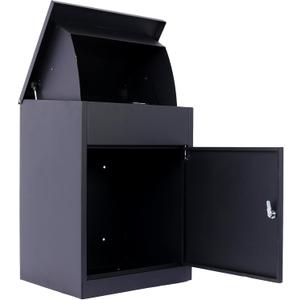Anti-Theft Package Delivery Boxes,Extra Large Mailbox with Galvanized Steel Parcel Mailbox, Wall Mounted Lockable for Outdoor Porch, Curbside, 22.8"x17.3"x14.2", Black