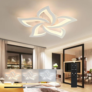 SKY ANGLE Ceiling Light Fixture for Bedroom, Modern Dimmable Ceiling Lights with Remote Control 3000-6000K 45W, Flush Mount LED Chandelier for Living Room & Dining Room