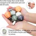 Goaste 8 Pieces Tablecloth Weights, Table Cloth Pendant Stones with Metal Clips, Ball Shape Marble Table Cover Hangers, Heavy Duty Clip Weights for Outdoor Picnic Tables, Curtains, Flags, Banners