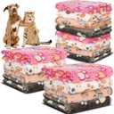 12 Pcs Small Dog Blanket Fleece Puppy Blankets Washable Pet Blankets for Cats Soft Flannel Paw Printed Throw for Guinea Pig Indoor Kittens Doggie (23 X 16 Inch, White, Dark Gray, Pink, Camel)