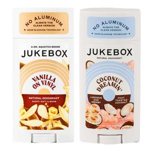 JUKEBOX Natural Deodorant for WomenCoconut Dreamin' & Vanilla on Vinyl Scents, Multi Pack-Aluminum-Free, No Baking Soda, No Harsh Chemicals, Odor Blocking Technology-a Dr. Squatch Brand-2.65oz, Pack of 2  JUKEBOX Natural Deodorant for WomenCoconut Dreamin' & Vanilla on Vinyl Scents, Multi Pack-Aluminum-Free, No Baking Soda, No Harsh Chemicals, Odor Blocking Technology-a Dr. Squatch Brand-2.65oz, Pack of 2
