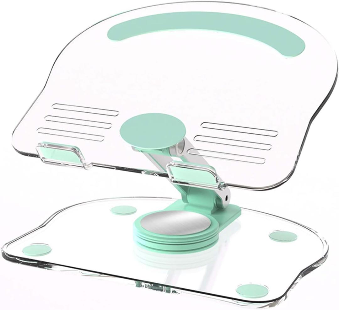 360 Degree Rotating Mobile Tablet Stand, Adjustable Tablet Holder-Adjustable Foldable Desktop Table Holder Base,Multi-Angle, Non-Slip Silicone Base,Portable iPad Stand for Desk (Green)