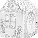 Easy Playhouse Gingerbread House - Kids Art & Craft for Indoor Fun, Color Favorite Holiday Sweets & Winter Friends Decorate & Personalize a Cardboard Fort, 32" X 26. 5" X 40. 5", Small