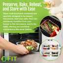 FIT Strong & Healthy Glass Meal Prep Containers, 1 & 2 & 3 Compartments Adult Bento Box, Beige Food Storage Containers with Lids, Leak-Proof, Oven & Freezer Safe, 35 oz, 3 Pack Lunch Box