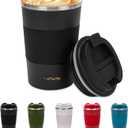 kaforto 16oz Insulated Coffee Travel Mug Stainless Steel Vacuum Coffee Cup Leakproof with Screw Lid Double Wall Coffee Tumbler Reusable Thermal Cup for Hot/Iced Beverage - 510ml, Black