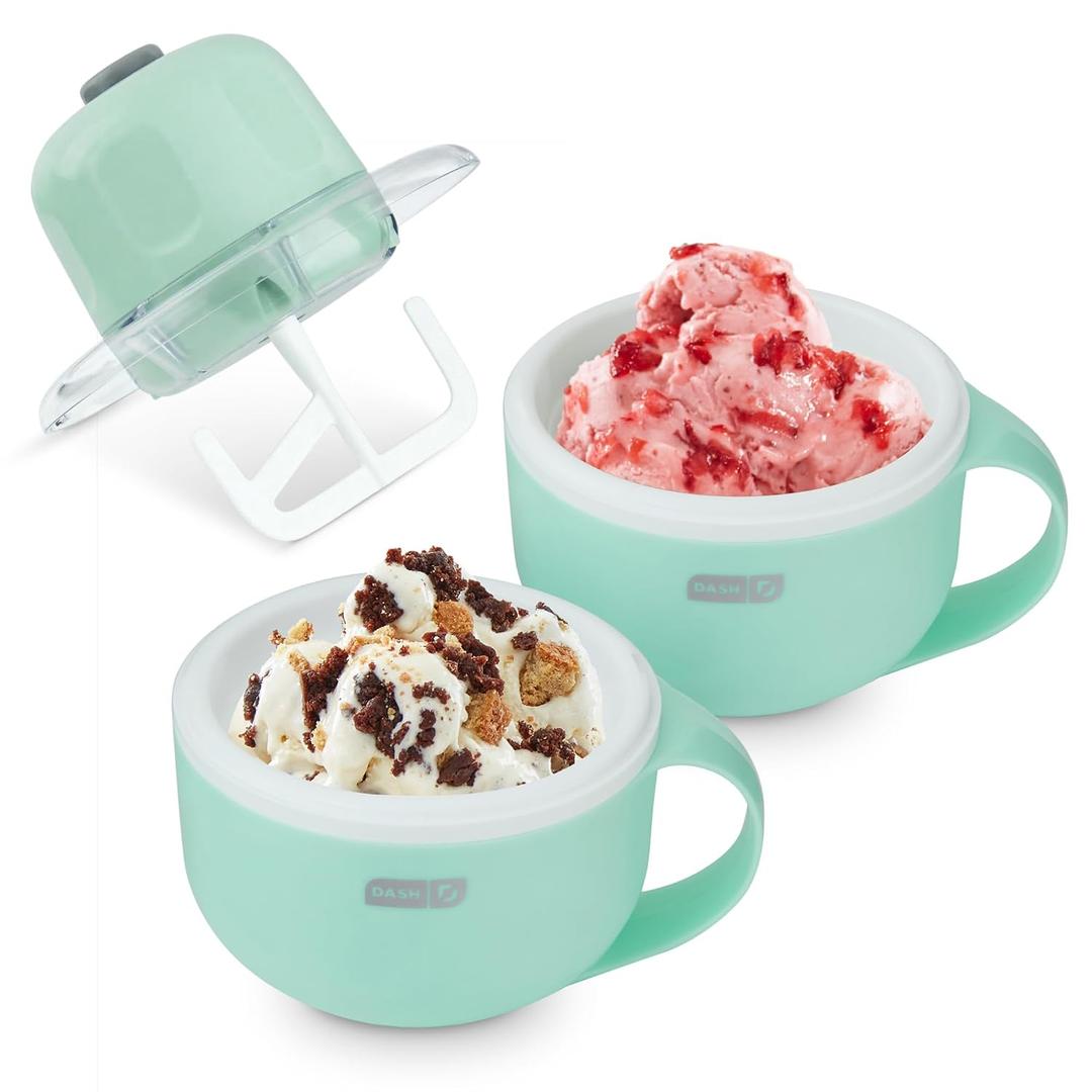 DASH My Mug Ice Cream Maker, for Ice Cream, Gelato, Sorbet, Frozen Yogurt, and Custom Mix-Ins, with (2) Bowls