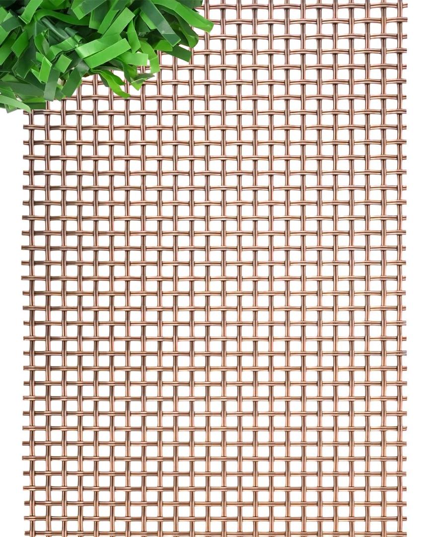 2 Pcs Stainless Steel Antique Bronze Decorative Mesh Sheet 12" x 24" 7 x 7 mm Square Mesh Openings Titanium Plated Metal Panel for Cabinet Doors, Furniture Grille, Vent Cover, DIY Projects