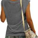 Womens Cap Sleeve T Shirts V Neck Casual Tops Oversized T-Shirt Summer Trendy Lightweight Loose Fit Basic Tees (Gray, S)