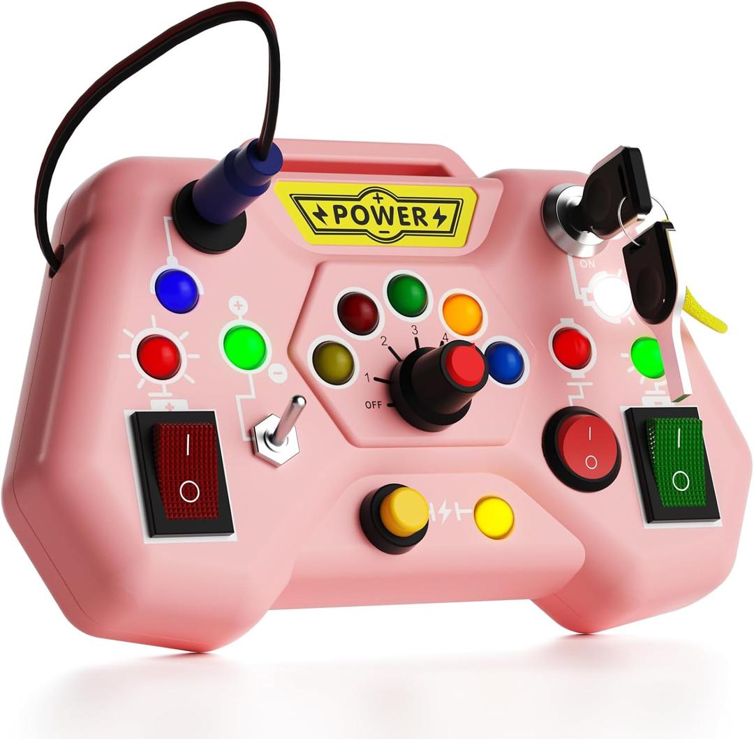 Toddler Busy Board With LED Light - Baby Game Sensory Toy,Light Switches Montessori Toy for 3 Year OldKids Educational Learning Activities Toys,Easter Basket Stuffers Ideas for 3 4 5 6 Boys Girls