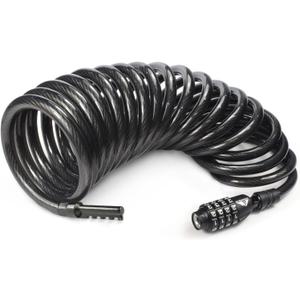 MARQUE Combination Bike Lock Cable- 3/8 inch (5FT, 10FT, 15FT, 25FT) Resettable Combination Lock, Anti-Theft Coiled Secutiry Cable for Bicycles, Kayaks, Paddle Boards, Gates and Outdoor Gear (15 FT)