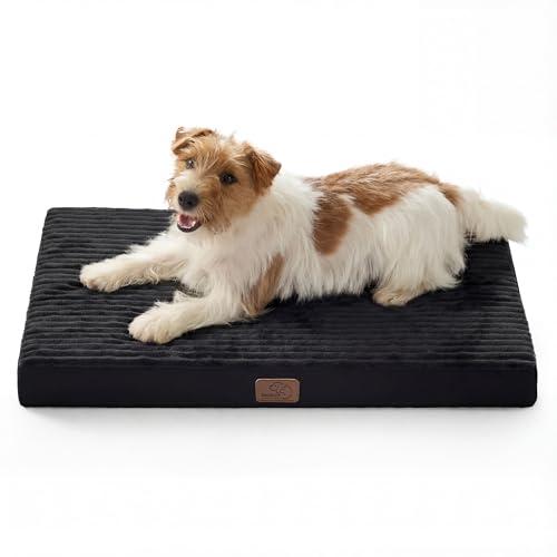 Bedsure ComfyFleece Dog Bed Medium Size Dog - Orthopedic Pet Beds with Removable Washable Cover, NOT Waterproof Egg Crate Foam Puppy Mat, Suitable for Pet Up to 35 lbs, 29"x18"x2.8", NOT for Chewers