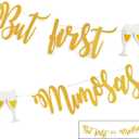 Mimosa Bar Sign But First Mimosas Gold Banner, Decorations for Bridal Shower Baby Shower Bubbly Bar Champagne Brunch Bachelorette Party Engagement Wedding Graduation Fiesta Birthday Party