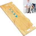 Slide Transfer Board, Wooden Slide Board with Track Pulley Turntable, Holds up to 500 Pounds, Senior and Handicap Move Assist and Slide Transfers, 2 Handles, 2 Fixed Holes, 2 Anti-Slip Stickers