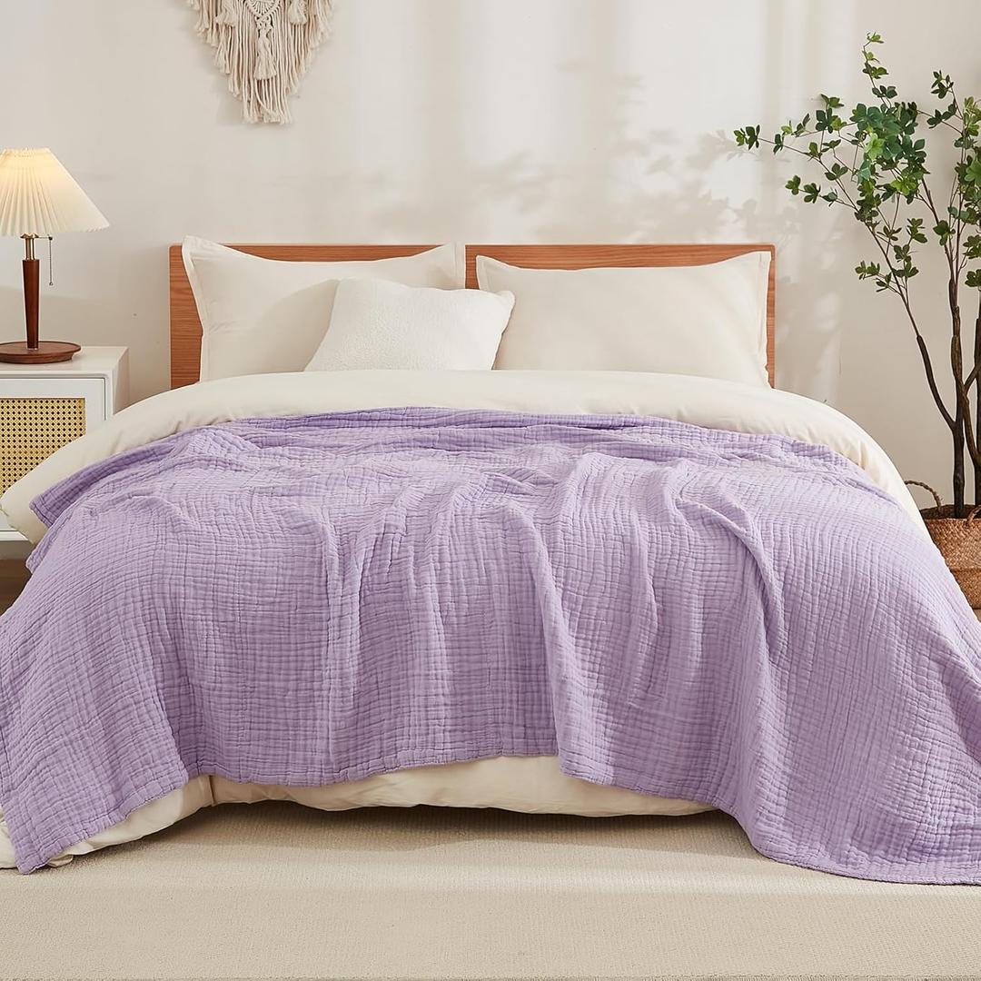 EMME Cotton Muslin Blanket King Size - Soft, Breathable Layering Blanket, 108"x90", Lightweight Gauze, All Season