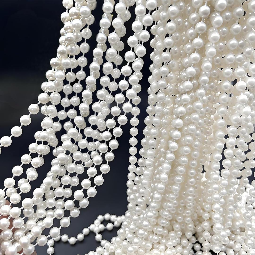 12mm Pearls for Crafting 26 Feet Pearl Strings Garland for Crafts Artificial Pearl Beaded Trim Chain Roll Strands Craft String Pearls for Pearl Bead Roll Strand for Wedding Party Christmas Decoration