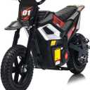 Electric Dirt Bike for Kids 10-12 Years, 350W Motor 14MPH Off-Road Motorcycle, 12" Fat Tire & Suspension, 24V Rechargeable Battery, 130lbs Load, Ideal Teen Boys Gift (Black)