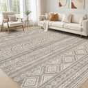 cotiled 7x10 Area Rug Living Room: Washable Boho Rugs with Non Slip Backing Large Soft Indoor Stain Resistant Carpet for Bedroom Farmhouse Dining Room Lightweight Home Decor Coffee Brown
