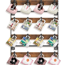 EsLuker.ly Mug Holder Hanger Rack Wall Mounted Wooden 3 Pack Coffee Cup Storage Organizer Display Shelf with 24 Movable Plastic Hooks, Ideal for Mug Collectors