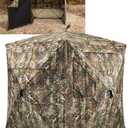 TIDEWE Hunting Blind 360See Through with Large Open Door, Pop Up Ground Blind with Removable Curtain & Carrying Bag, Portable Resilient Tent(Forest Fade Camo) (2-3 Person)
