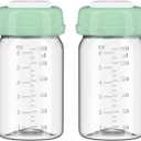 2pcs Breast Milk Storage Bottles 6oz/180ml Compatible with Spectra S1 S2 9 Plus,Motif Luna/Ameda MYA/Bellababy Pumps, Wide-Neck Collection Bottle Container for Fridge, Pumping Bottles
