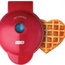 Dash Mini Waffle Maker- Mini Machine for Creative Homemade Treats - Nonstick Iron with Unique Print Design - Stylish Waffle Machine - Red Heart