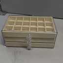 Multi-function Jewelry Box for Home Elegant Necklace Organizer and Earring Holder Three Drawers Dust Storage for Rings and Accessories Design (Beige)