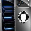 Magnetic Design for iPhone 16 Pro Max Case,[Compatible with MagSafe][Military Grade Drop Protection] Camera Lens Protector Cover Logo View Dust-Proof Matte Shockproof Protective Cover, Black