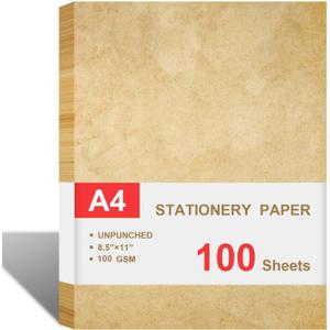 Stationary Paper for Writing Letters - Vintage Antique Letterhead Paper, Letter Size Stationery Writing Paper, 100 Sheets Double-Sided Invitation/Decorative Printer Paper, 8.5" x 11"