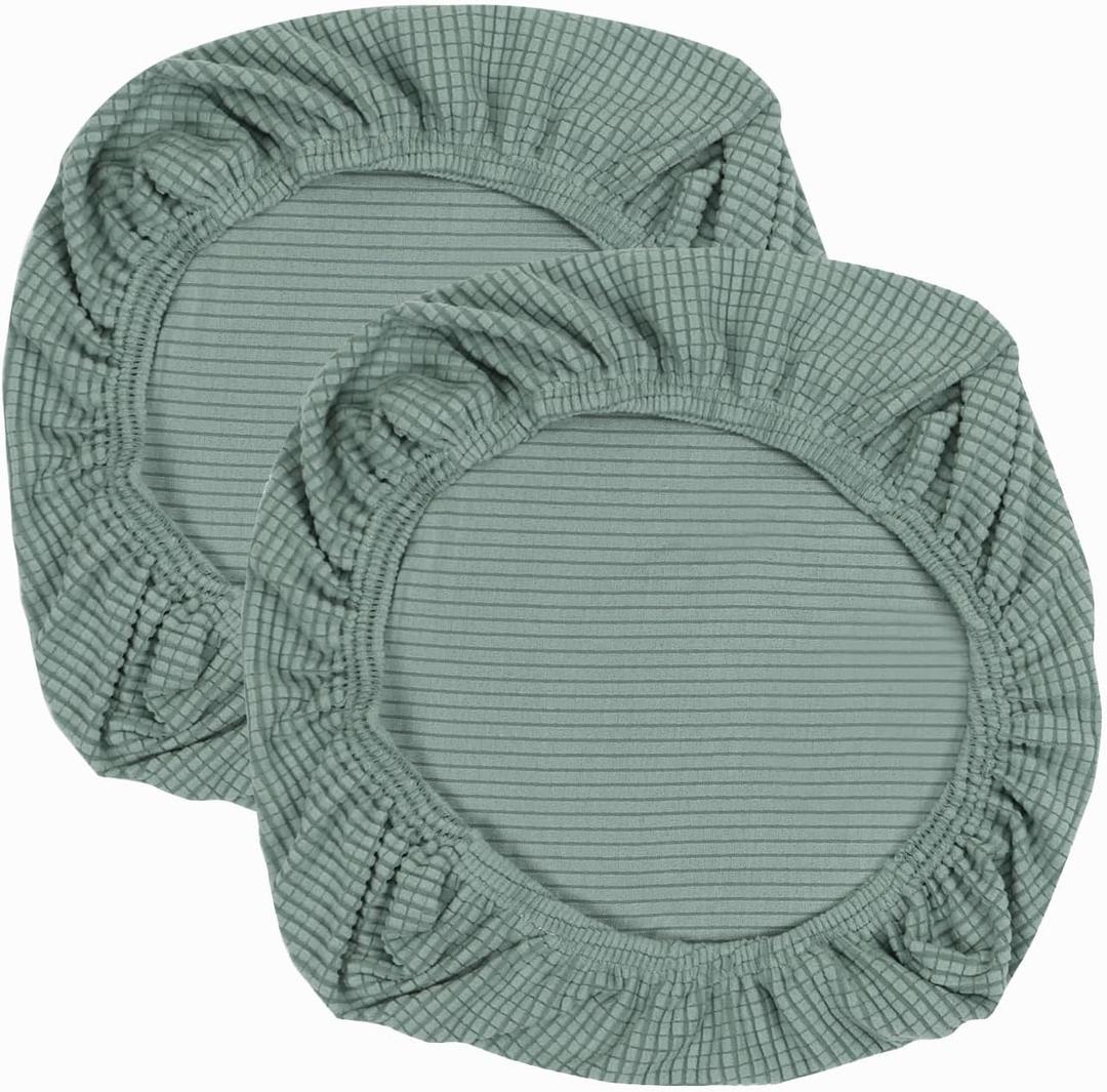Yikko Soft Stretch Spandex Jacquard Slipcovers, Corn Grain Texture Chair Slipcovers fit for Office,Dining Room,Bar,Wedding Chair Seat Cushions, Washable Removable Home Decor (2, Green) (Green)