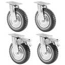 Iglobalbuy 8 Inch Heavy Duty Swivel Caster Wheels 4Pack (2 w/Brakes, 2 No Brakes), 360 Rotation Top Plate, Iron 8 Inch Anti-Skid Wheel Caster Replacement for Cart Furniture Workbench