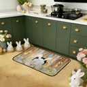 Happy Easter Door Mat,Non-Slip Easter Front Door Mat Funny Bunny Eggs Welcome Doormat