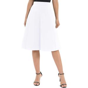 Urban CoCo Women's A-Line Elastic High Waist Flare Work Midi Knee Length Stretchy Skirt (Medium, White)