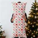 Mancheng-zi Coquette Red Bow Christmas 20x54 Body Pillow Cover Pillowcase with Zipper, Preppy Girly Christmas Decor, Retro Xmas Candy Cane Bow Trellis Decorative Long Hug Pillow Cases for Bed Couch