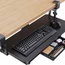 HUANUO Large Under Desk Keyboard Tray with Sturdy C-Clamp Mount, 26 (30.16" Including Clamps) x 12 inch Slide-Out Platform Computer Desk Heavy Duty Keyboard Tray with Storage Drawer for Typing, Black
