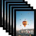 JCJMY 5x6 Black Picture Frame Set of 6, Horizontal and Vertical Formats for Wall Hanging, 5 x 6 Wall Gallery Poster Photo Frames with Shatter Resistant Plexiglass, 6 Pack, Black