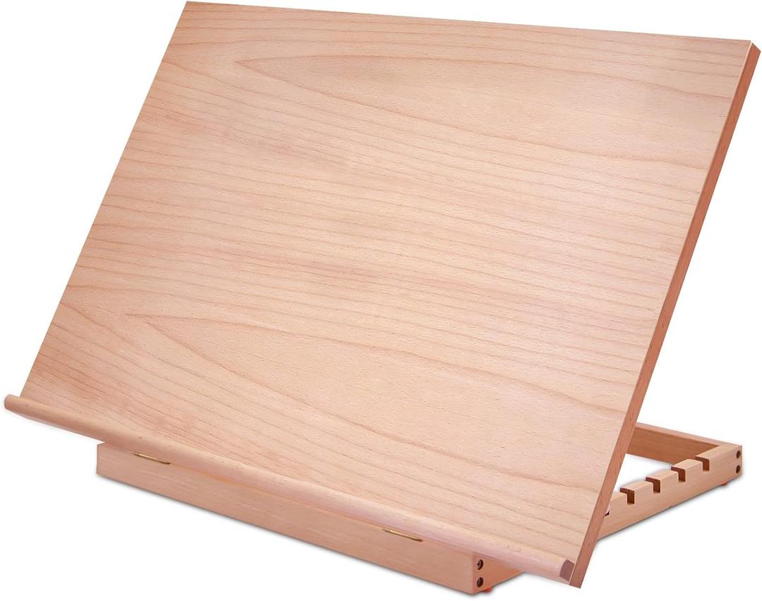 Large Artist Drawing & Sketching Board, 6-Position Adjustable Wood Drafting Table Easel, 24.8" L x 16.5" W (A2) Art Easel for Artist, Beginners, Students