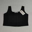 Women's Strappy Tank Square Neck Double Layer Workout Fitness Casual Basic Crop Tops (Black) L