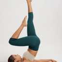 ODODOS 2-Pack High Waist Workout Capris for Women, 19" Tummy Control Athletic Running Cropped Leggings, Black+Forest Teal, Small (S)