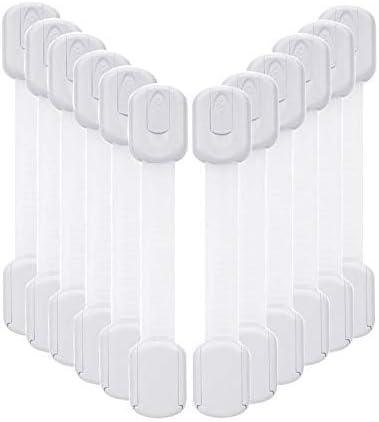 12 Pack Vkania Baby Proofing Cabinet Strap Locks - Child Safety Drawer Cupboard Oven Refrigerator Adhesive Locks - Adjustable Toilets Seat Fridge Latches - Kids Proof Kit - No Drilling (White) 12 Pack Vkania Baby Proofing Cabinet Strap Locks - Child Safety Drawer Cupboard Oven Refrigerator Adhesive Locks - Adjustable Toilets Seat Fridge Latches - Kids Proof Kit - No Drilling (White)