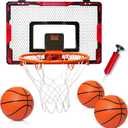 Mini Indoor Basketball Hoop for Kids, Over Door Basketball Toy with LED Electronic Scoring & 3 Balls, Anti-Impact Backboard, Basketball Toys Gifts for 6 7 8 9 10 11 12 Year Boys Adults Bedroom Office