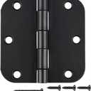 30 Pack Matte Black Interior Door Hinges Round 3.5" x 3.5 Inch 5/8"Radius Heavy-Duty Mat Hinge for Doors Standard Bedroom Work Office Door Hardware Removable Pin,Farm,Shed,Gate,Greenhouse Vent Window