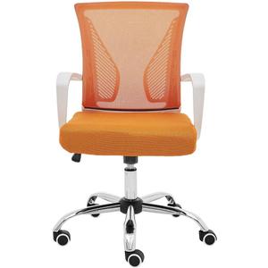 Modern Home Zuna Mid-Back Office Task Chair - Ergonomic Back Supporting Mesh Back Desk Chair (White/Orange)