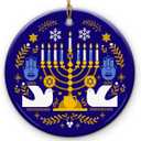 Hanukkah Christmas Ornament 2025  Menorah, Hamsa Hand Jewish Xmas Decorations  Spiritual Ceramic Ornaments Hanging Tree, Colorful Hanukkah Gifts for Religious Men & Women