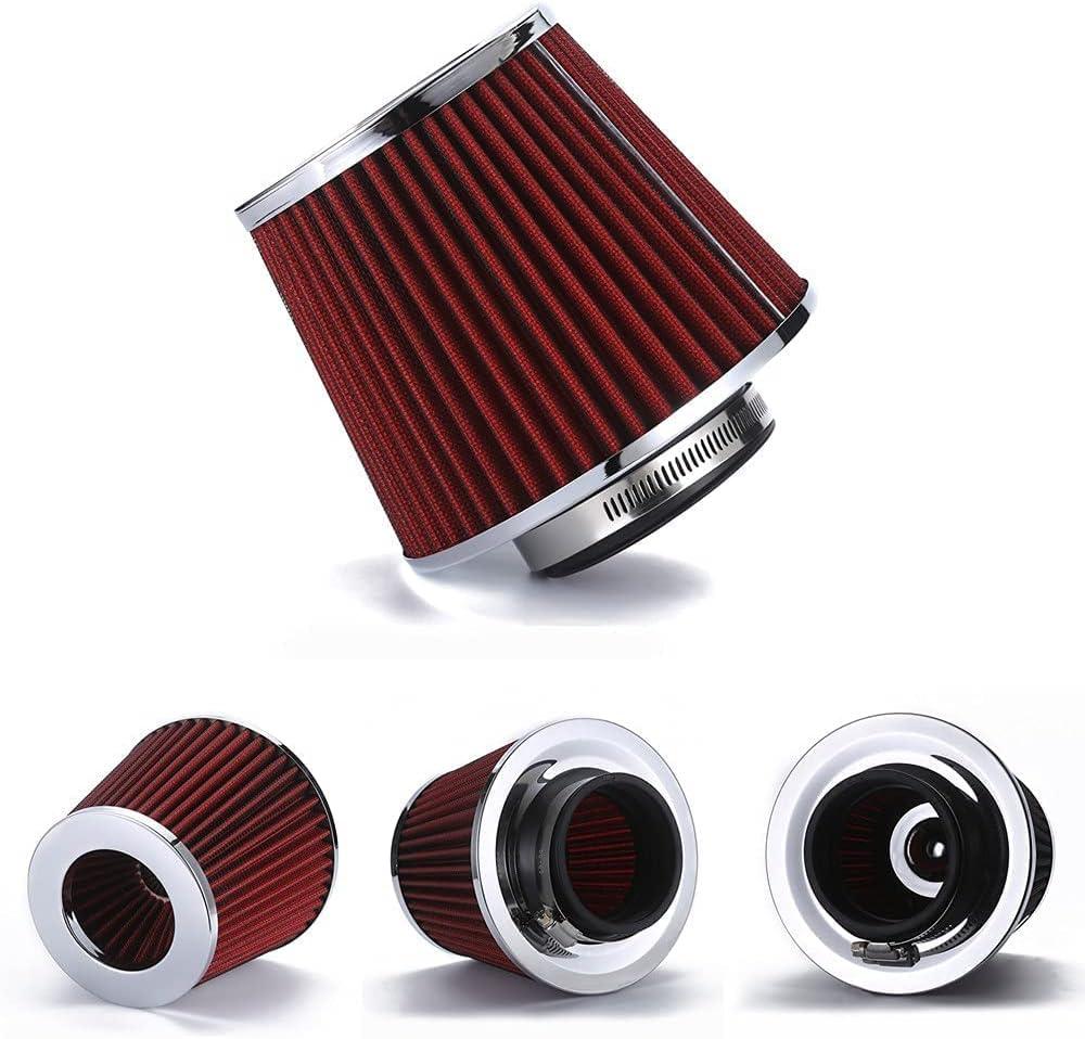 Universal 3" (76mm) Inlet Cold Intake, Washable, Dry Clamp-on Air Filter, Red
