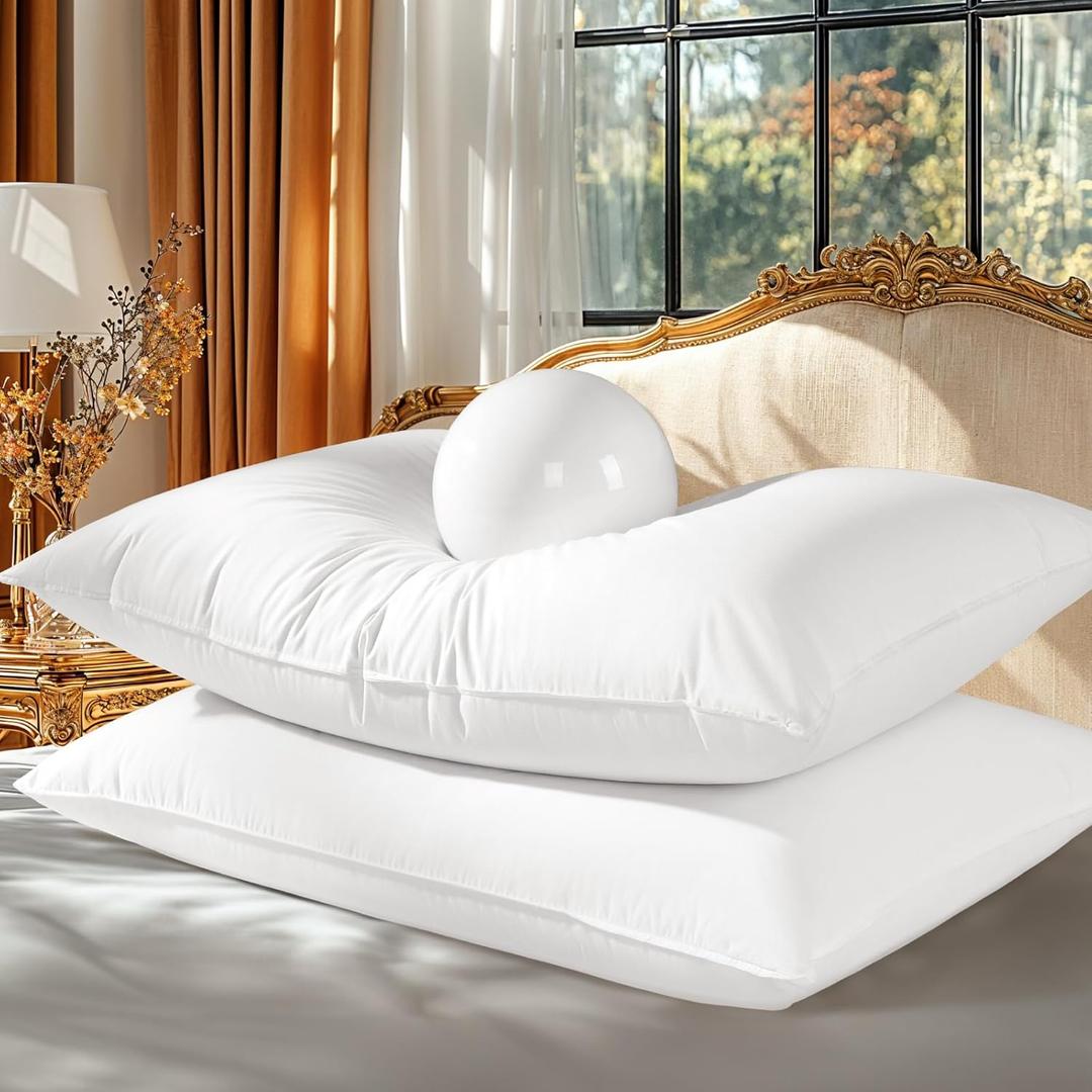 Shilucheng Canadian Goose Down Pillows Queen Size Set of 2, 900+ Fill Power Fluffy Pillow for Sleeping for Side, Back Sleepers, Luxury Hotel Bed Pillow, Soft 100% Cotton ShellWhite,20" x 30"