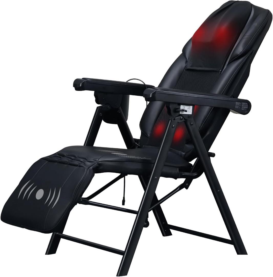 Foldable Electric Massage Chair with Heat, Shiatsu, Kneading, Vibration, Full Body Relaxation, Adjustable Backrest & Neck Height,for Dad Mom Women Men