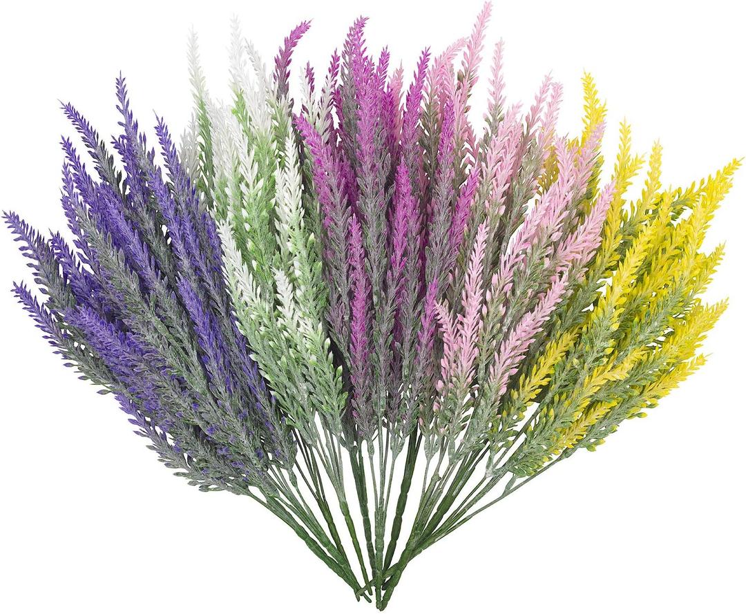 10 Bundles Artificial Flowers Lavender Colorful Flocked Bouquet DIY Decorative Potted Garden Design Simulation Flower Wedding Garden Office Furniture Decoration (Flower001-multicolor)