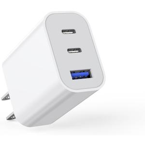 35W Fast USB C Charger Block Double Port USB C Charger PD+QC Wall Plug Multiport Block Cube Compatible with iPhone 16/16 Pro/16 Pro Max/16 Plus/iPhone 15/15 Pro/15 Pro Max/14/13/12/X/iPad Pro/Mini/Air